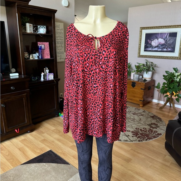 Jessica Simpson orangish/red & black long sleeve blouse-size XXXL - Picture 6 of 9